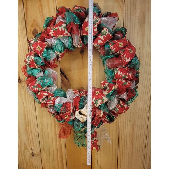 Multi-Colored, Festive, Looped Ribbon Christmas Wreath, small (18 - 21 in) No 1 - Picture 4 of 4